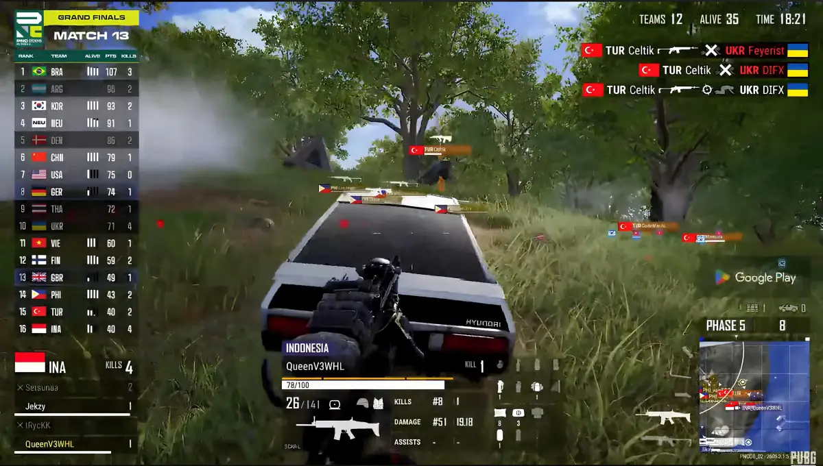 PUBG Nations Cup (PNC) 2026 Brasil berhasil jadi juara sementara Indonesia harus mengakhiri perjuangannya di peringkat ke-16. (FOTO: Tangkap Layar: YouTube PUBG Esports)