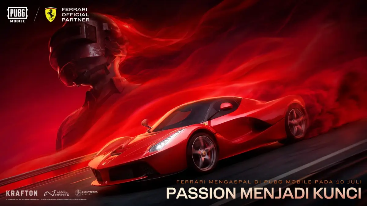 PUBG MOBILE x Ferrari Resmi Dimulai! Berikut Daftar Mobil serta Item Eksklusifnya